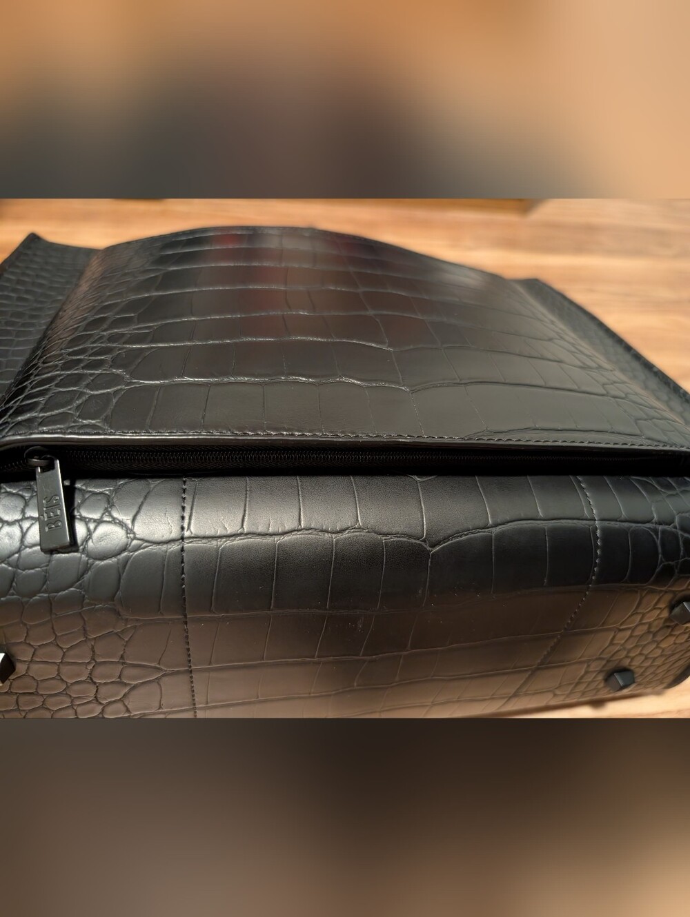 BEIS Black Croc-Embossed Work Tote with Pouch & Strap - Picture 5 of 6